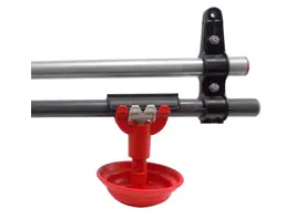 EzyCup with Gray Nipple for poultry, providing an efficient watering solution with automatic water regulation and evaporative cooling for fresh water access.